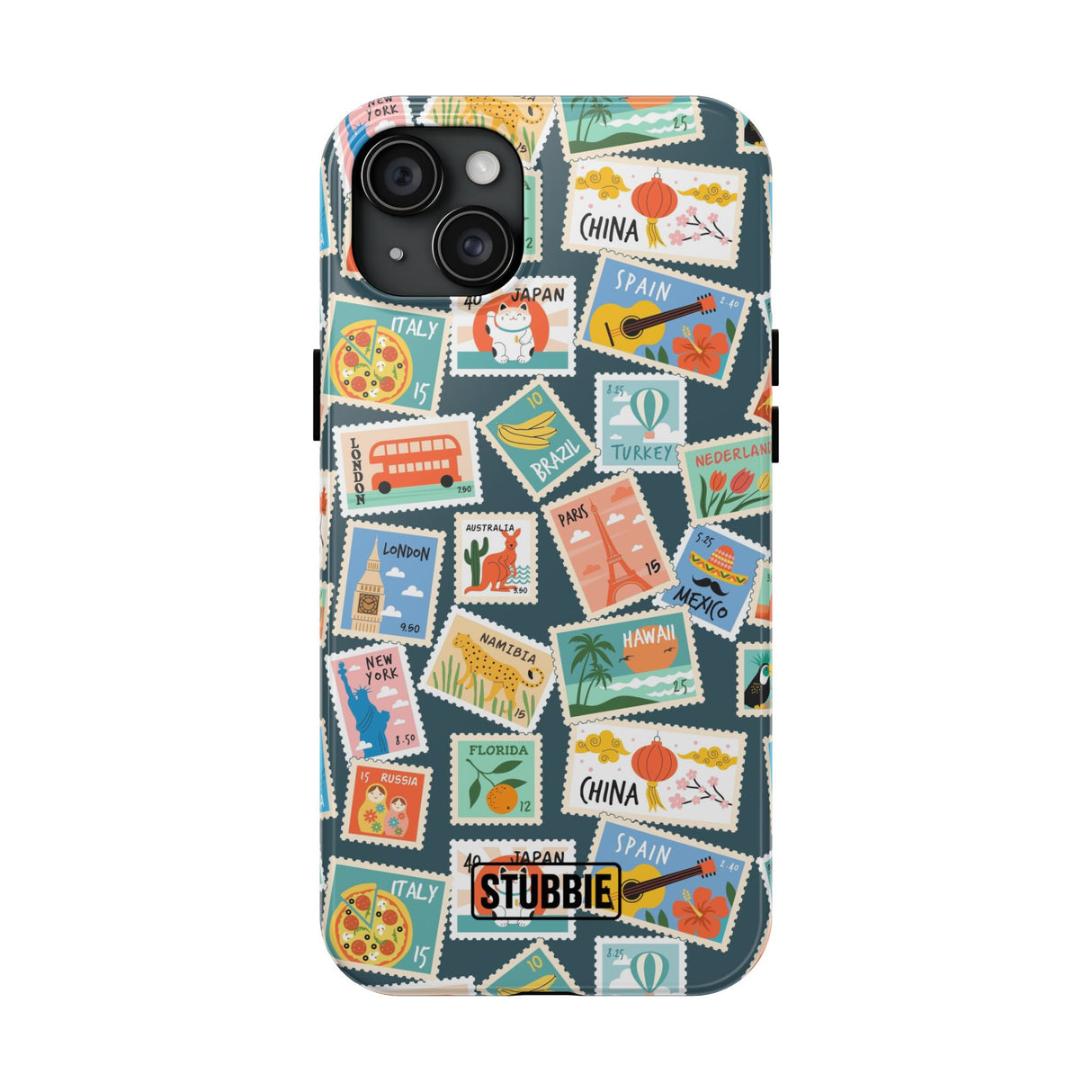 STUBBIE Phone Case for Apple iPhone - My Travel Stamps Stubbie