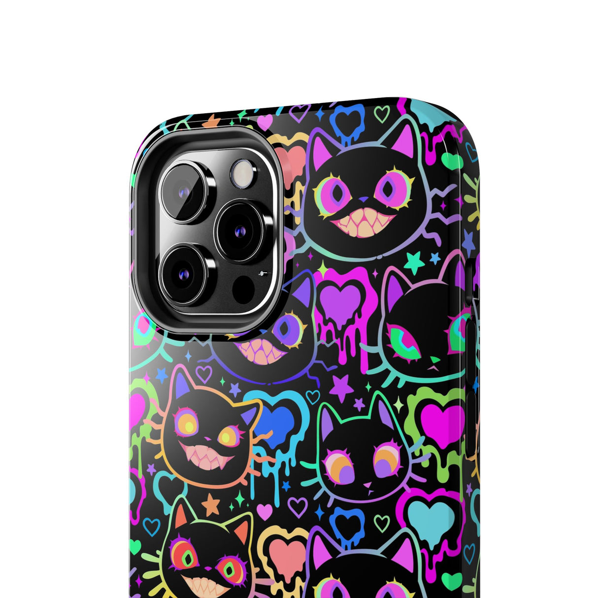 STUBBIE Phone Case for Apple iPhone - Crazy Neon Disco Cats Stubbie