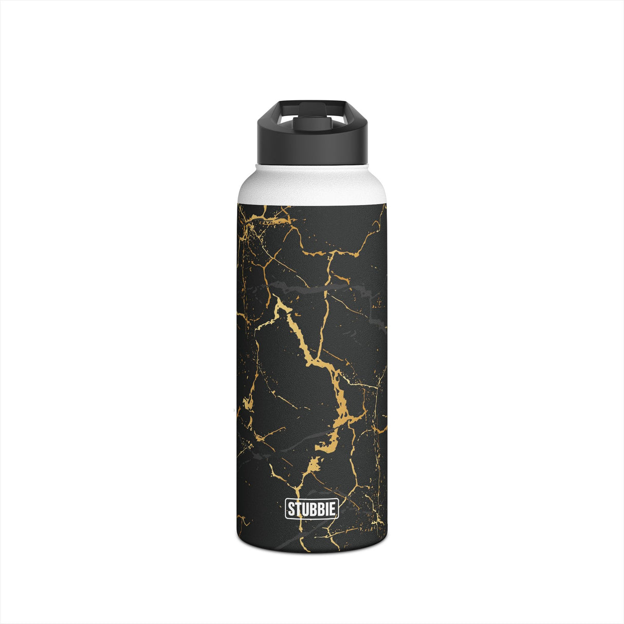 Midnight Black Marble Stainless Steel Water Bottle