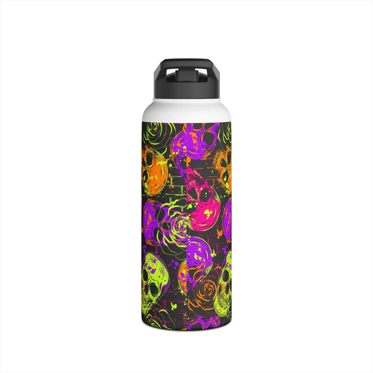 Neon Skulls Stainless Steel Water Bottle
