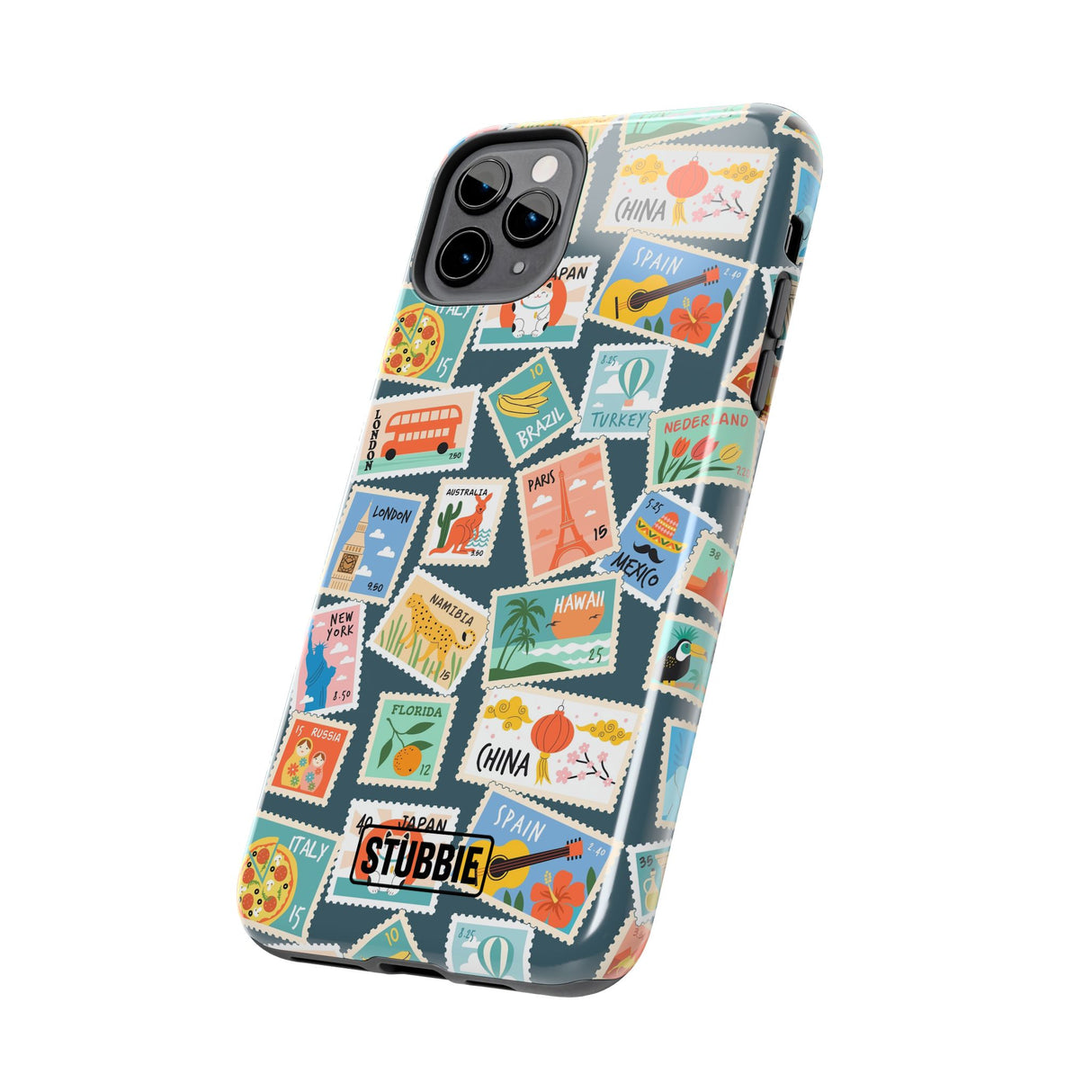 STUBBIE Phone Case for Apple iPhone - My Travel Stamps Stubbie