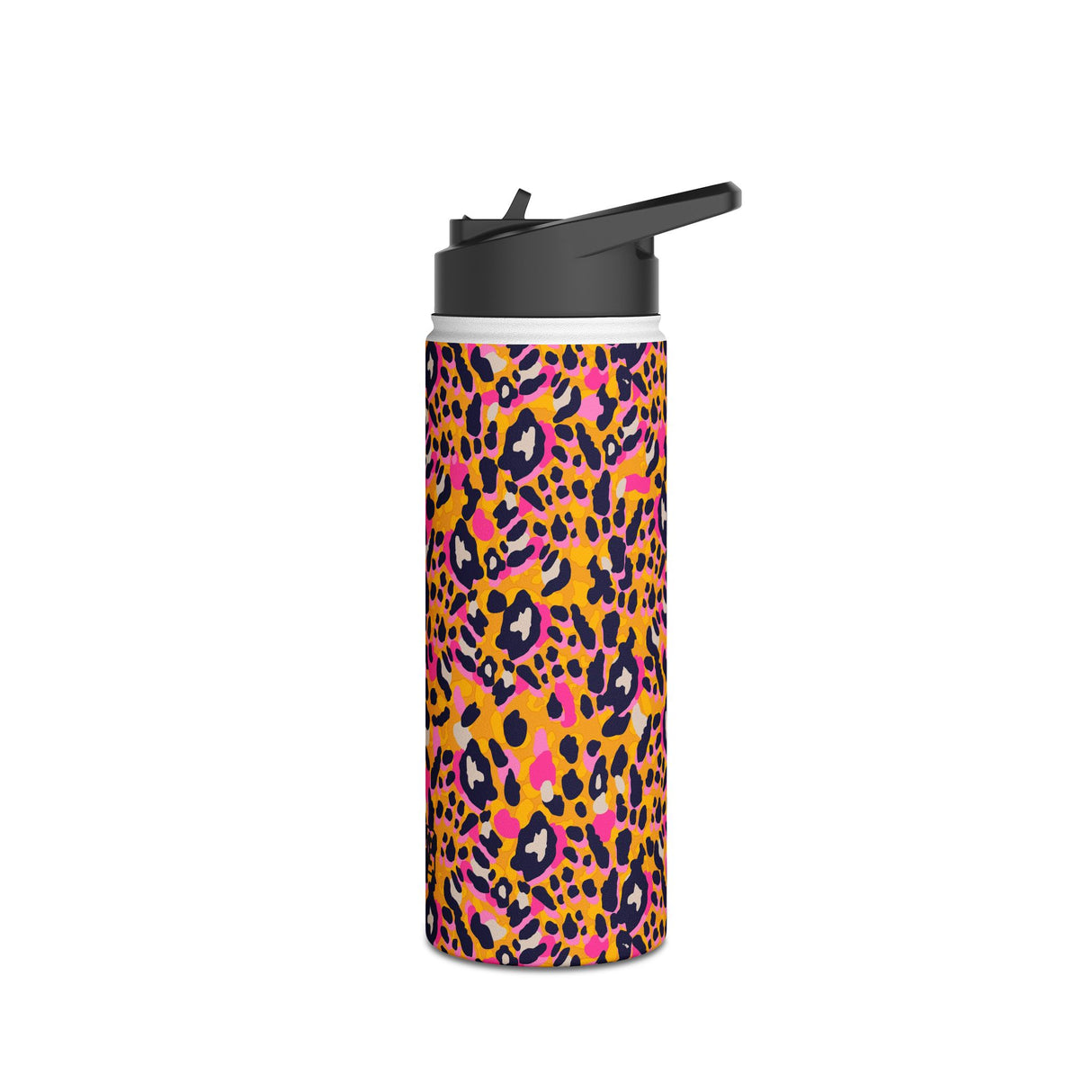 Orange Leopard Print Stainless Steel Water Bottle
