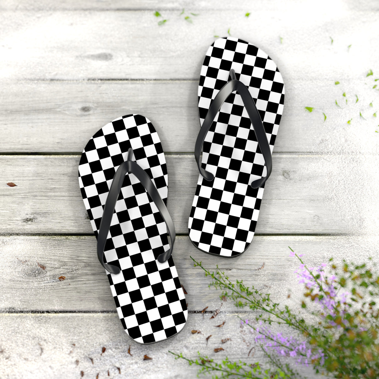 Black Square Flip Flops