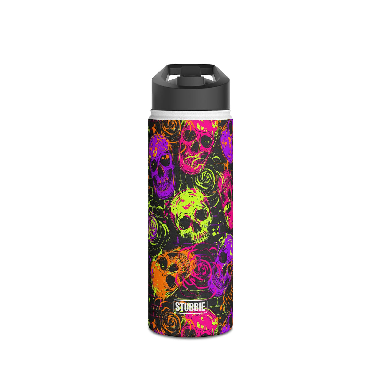 Neon Skulls Stainless Steel Water Bottle