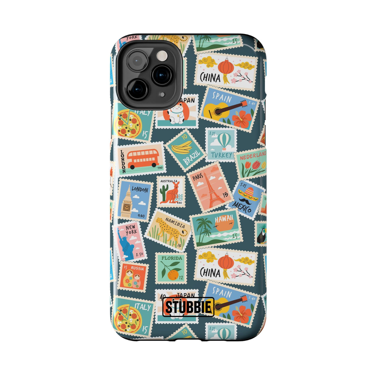 STUBBIE Phone Case for Apple iPhone - My Travel Stamps Stubbie