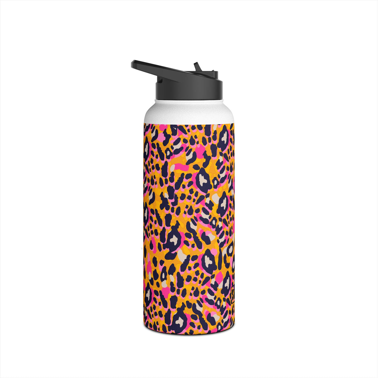 Orange Leopard Print Stainless Steel Water Bottle