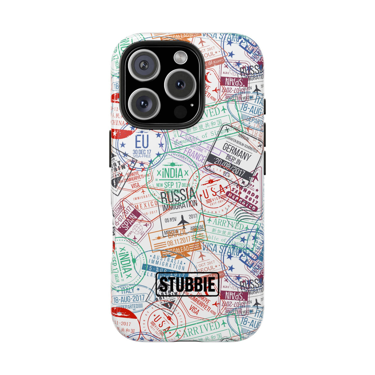 STUBBIE Phone Case for Apple iPhone - Travel Stamp Stubbie