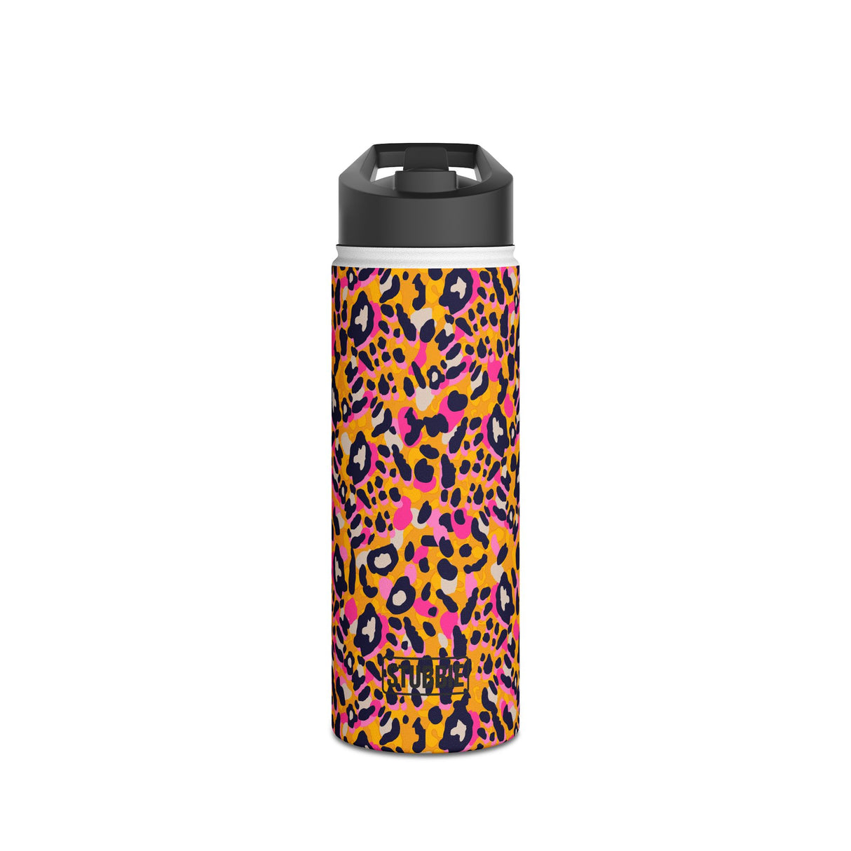 Orange Leopard Print Stainless Steel Water Bottle