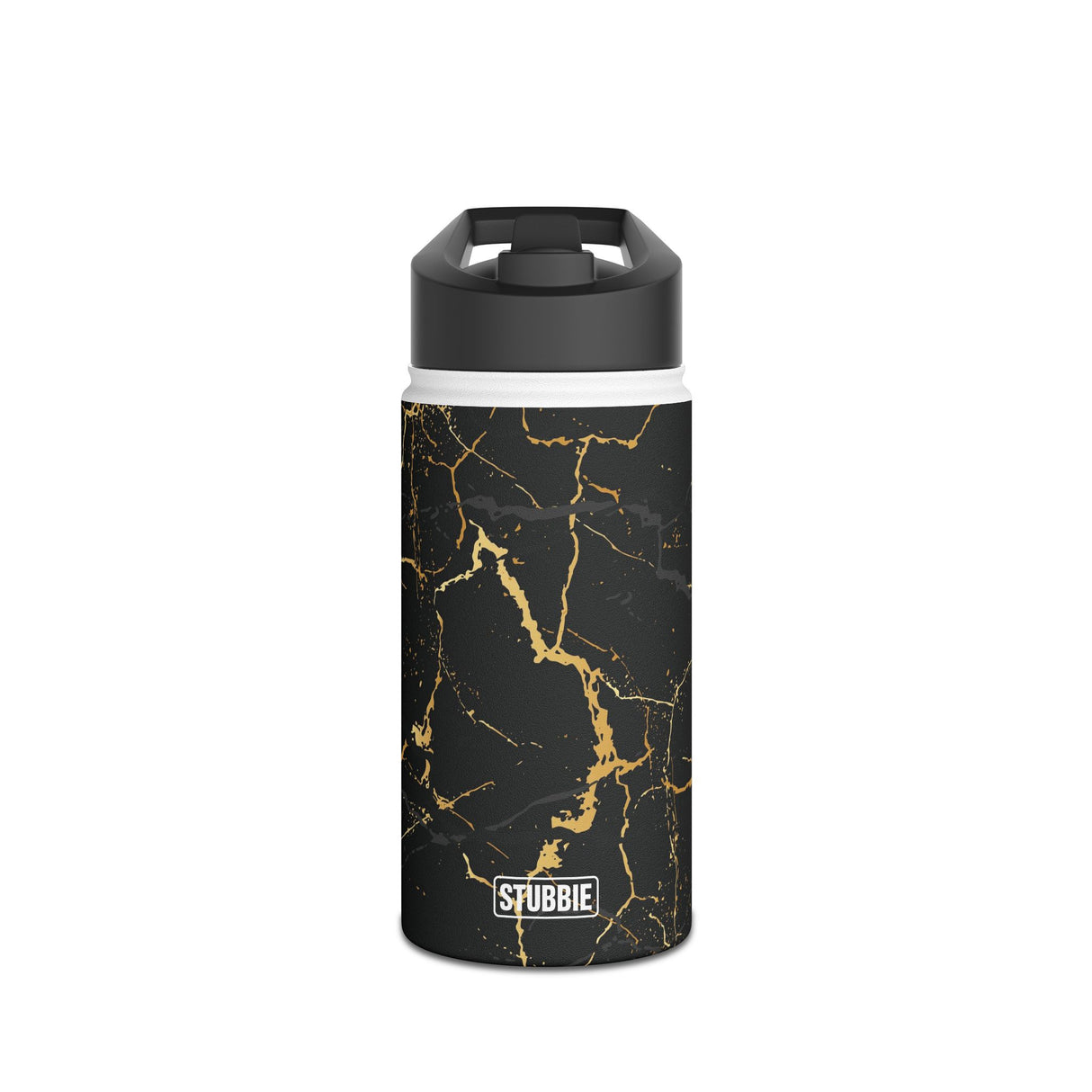 Midnight Black Marble Stainless Steel Water Bottle