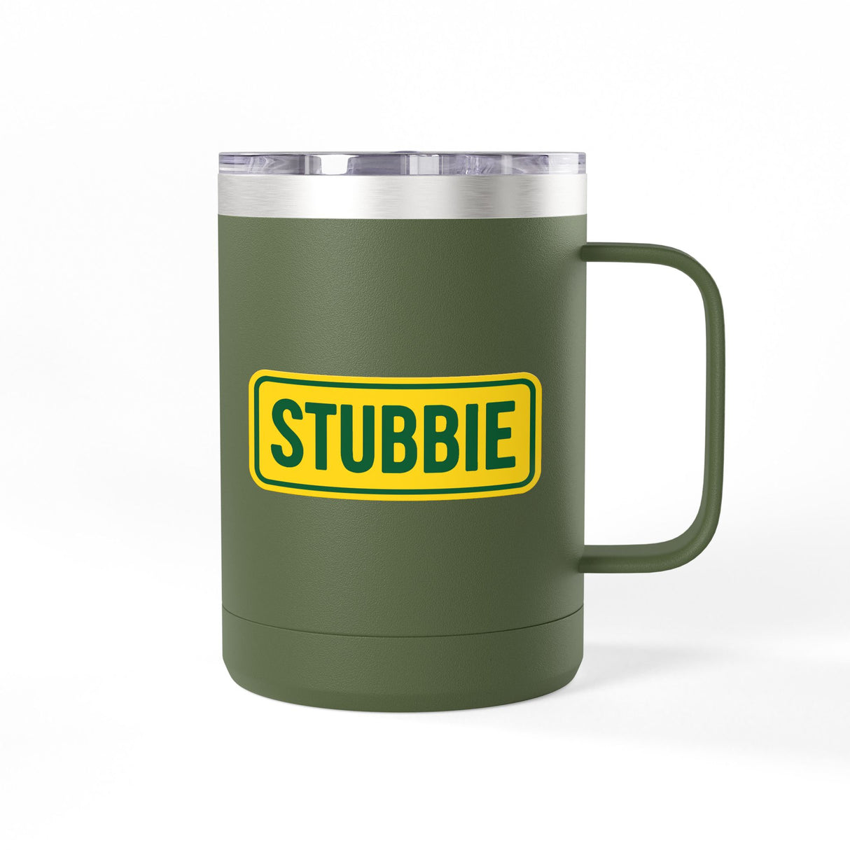 STUBBIE Coffee Mug Tumbler, 15oz - Aussie Yellow Stubbie