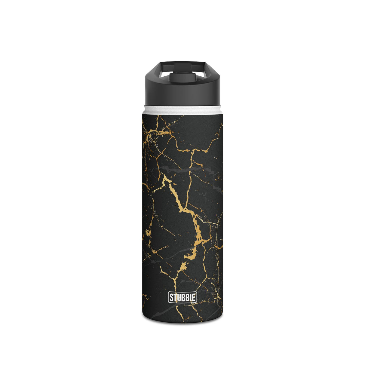 Midnight Black Marble Stainless Steel Water Bottle