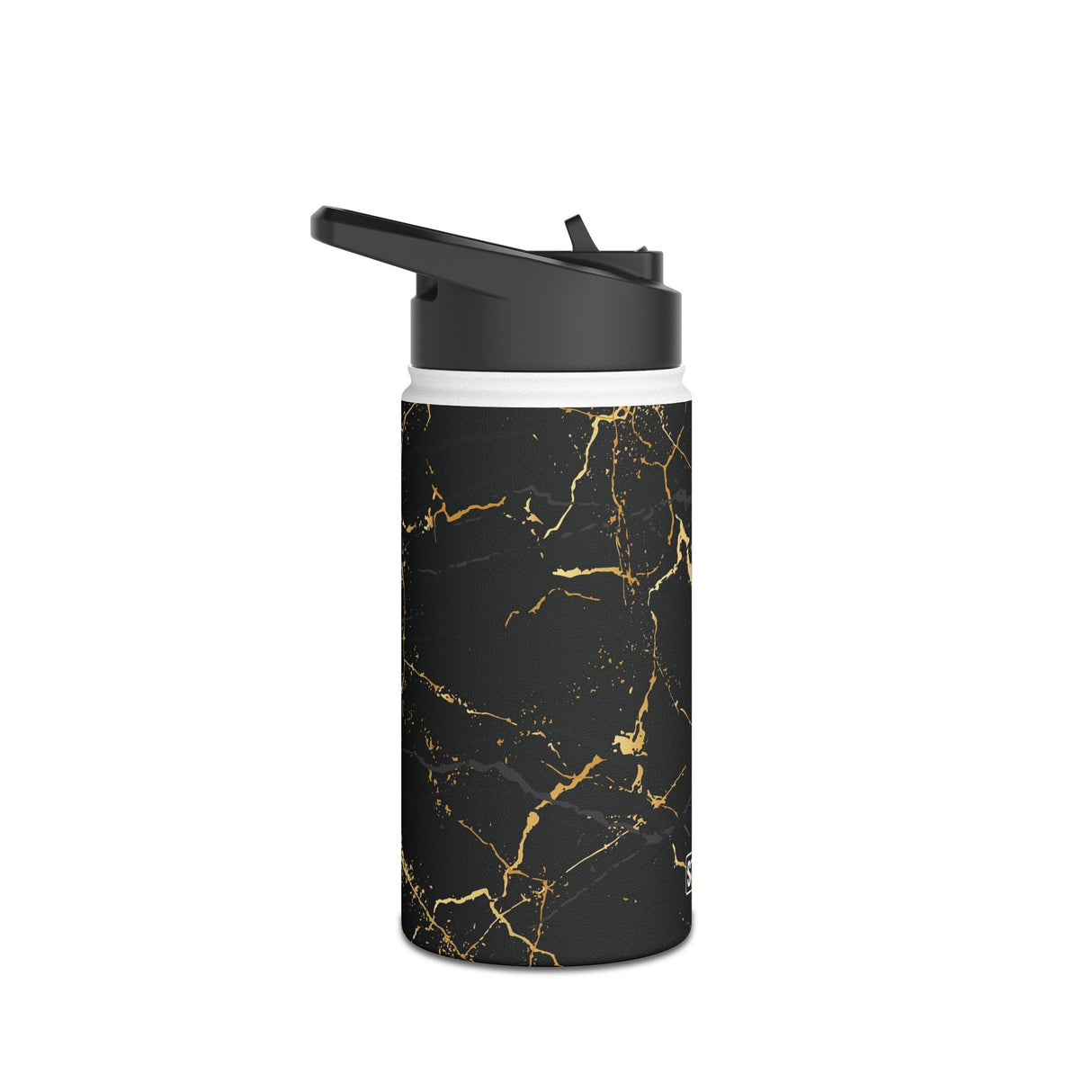 Midnight Black Marble Stainless Steel Water Bottle