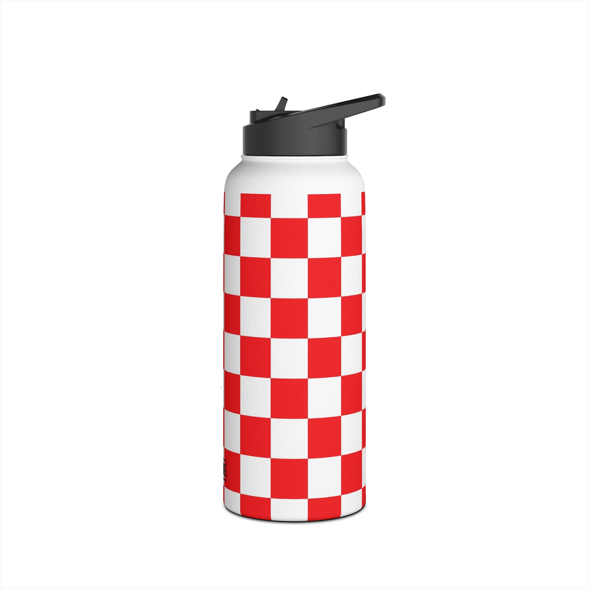 Red Checkered Stainless Steel Water Bottle