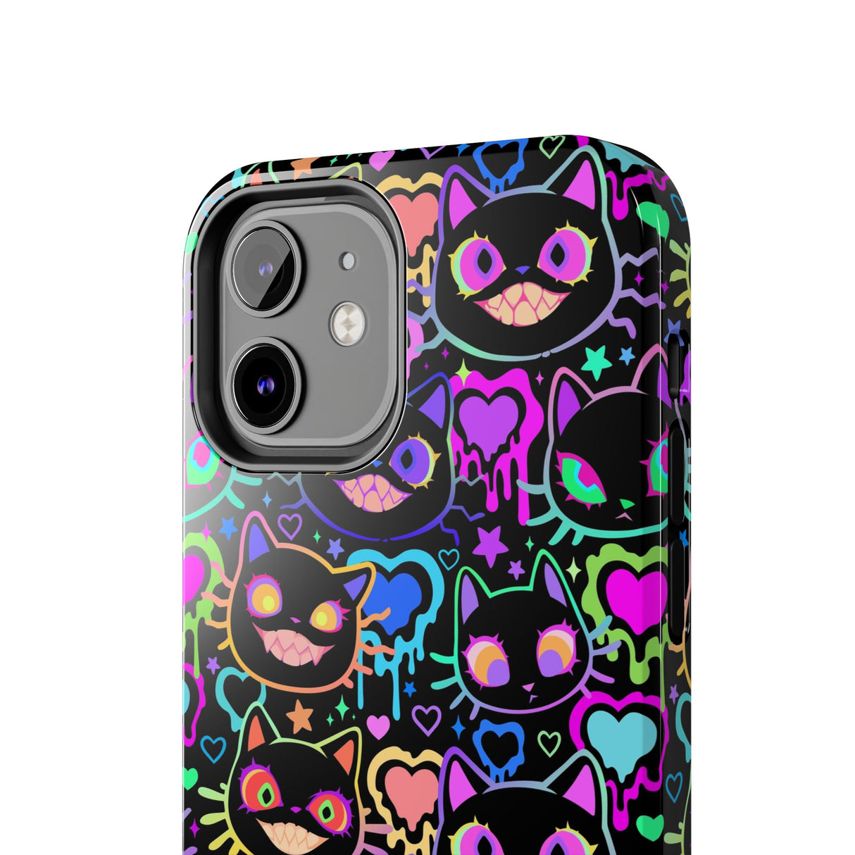 STUBBIE Phone Case for Apple iPhone - Crazy Neon Disco Cats Stubbie