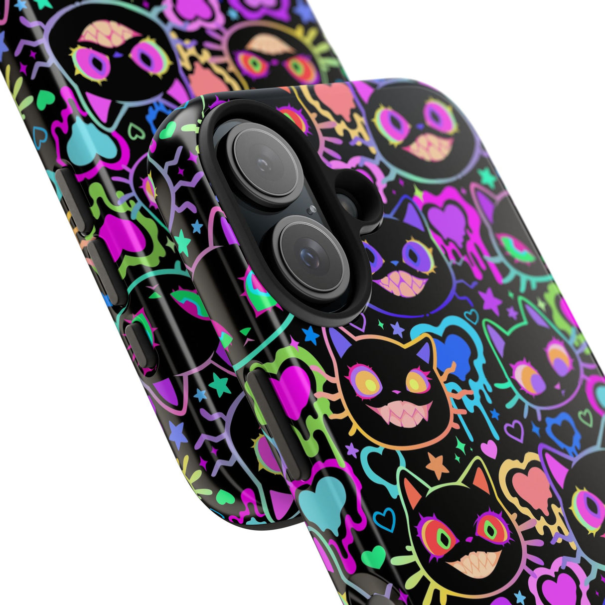 STUBBIE Phone Case for Apple iPhone - Crazy Neon Disco Cats Stubbie