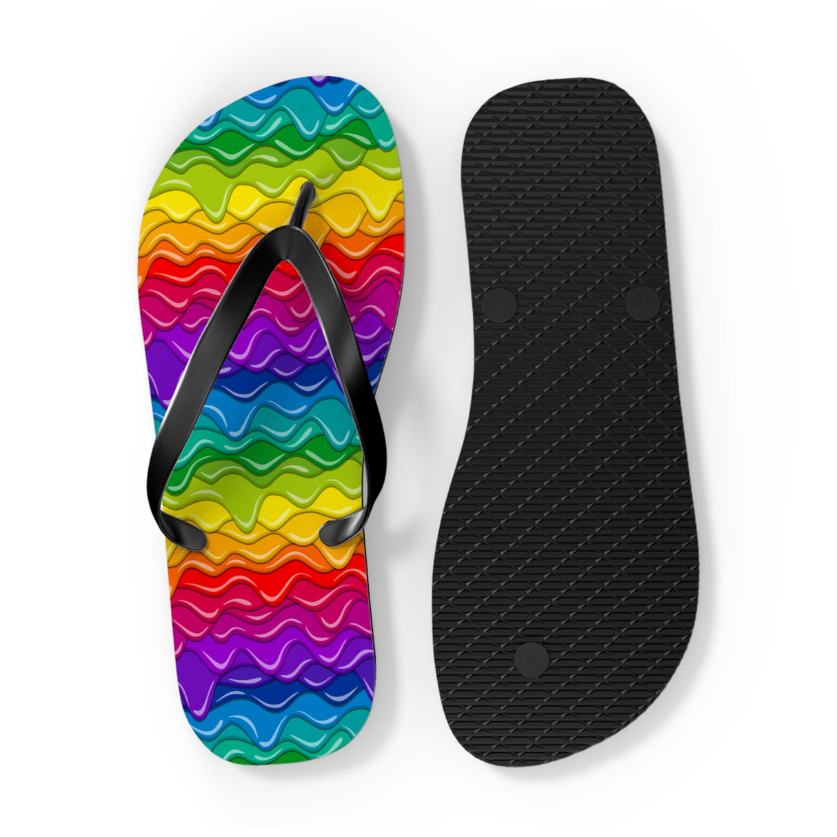 Dripping Rainbow Flip Flops