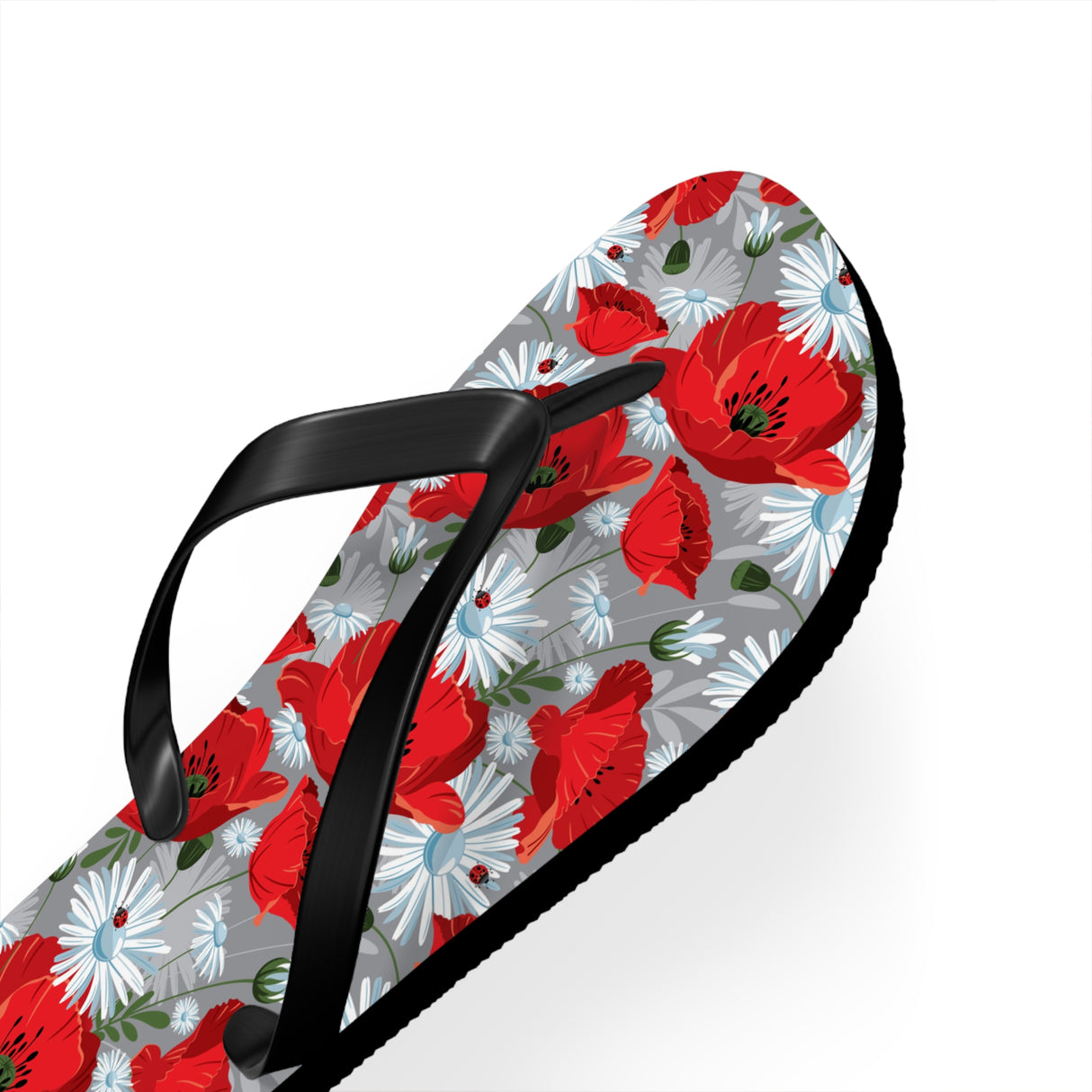Red Flower Flip Flops