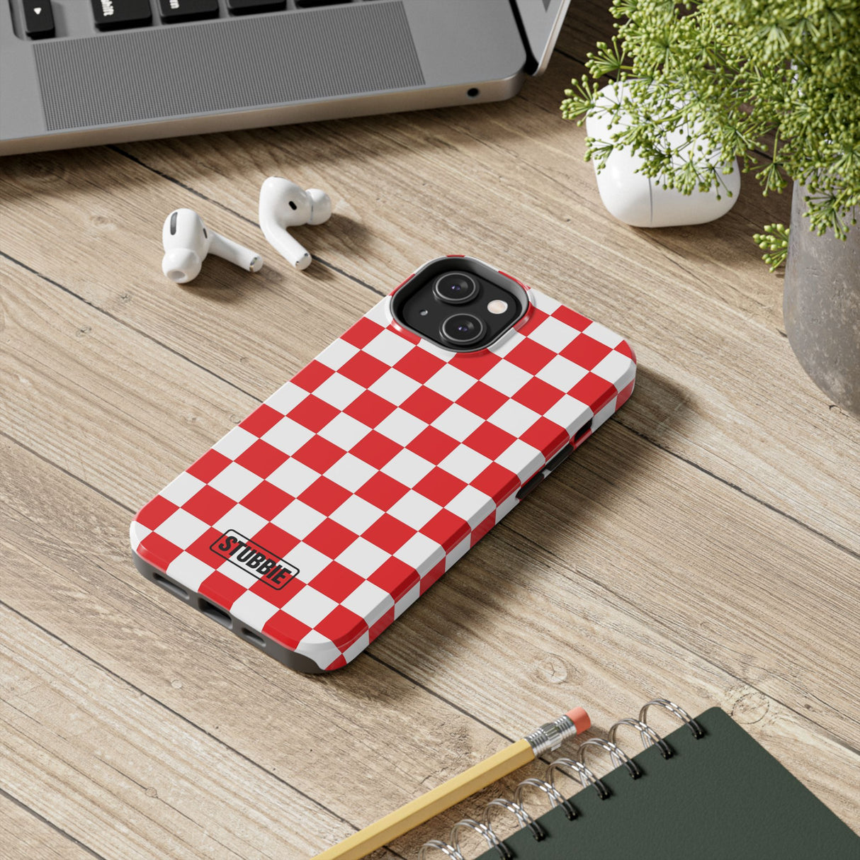 STUBBIE Phone Case for Apple iPhone - Red Checkered Phone Case