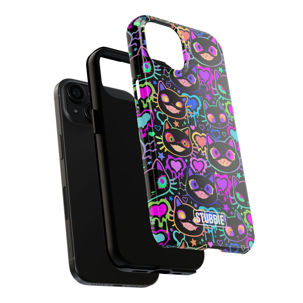 STUBBIE Phone Case for Apple iPhone - Crazy Neon Disco Cats Stubbie