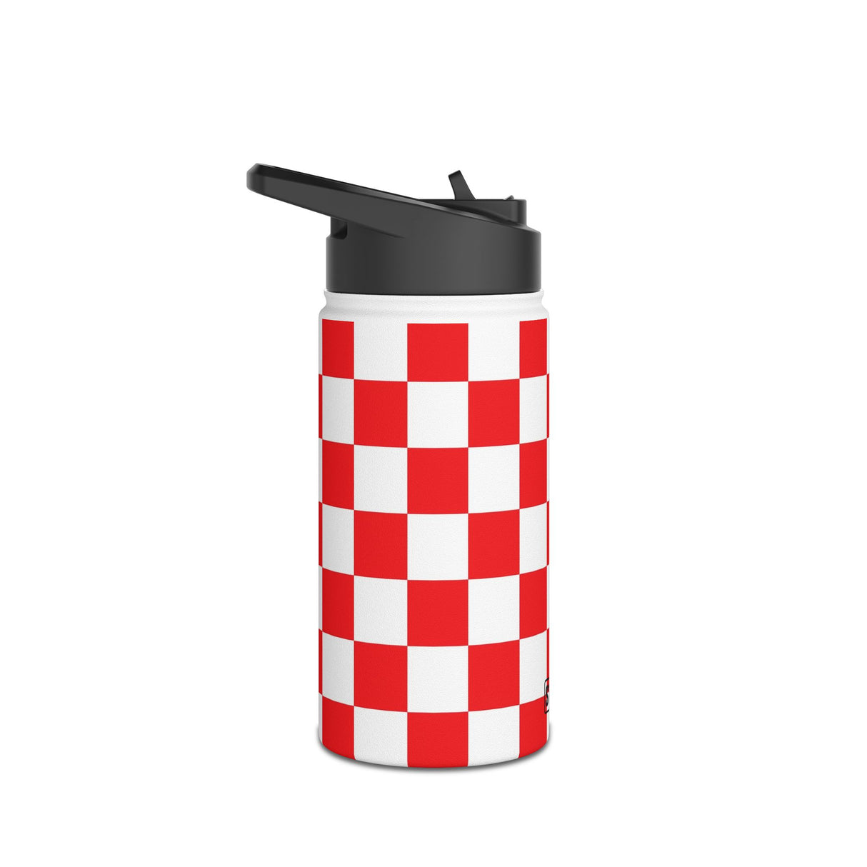 Red Checkered Stainless Steel Water Bottle
