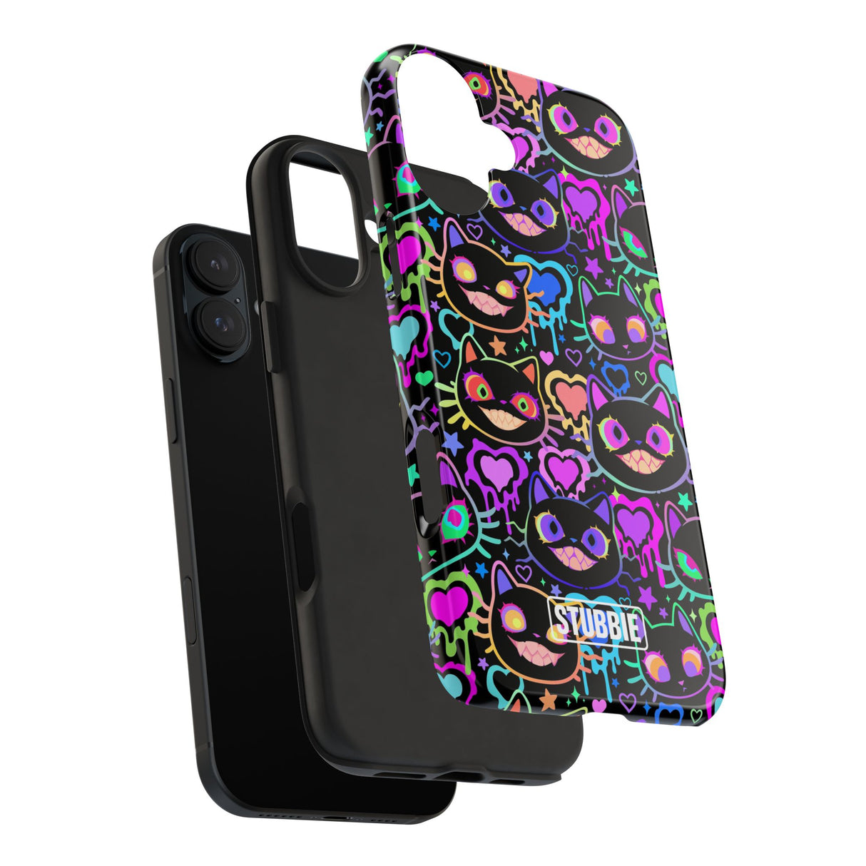 STUBBIE Phone Case for Apple iPhone - Crazy Neon Disco Cats Stubbie