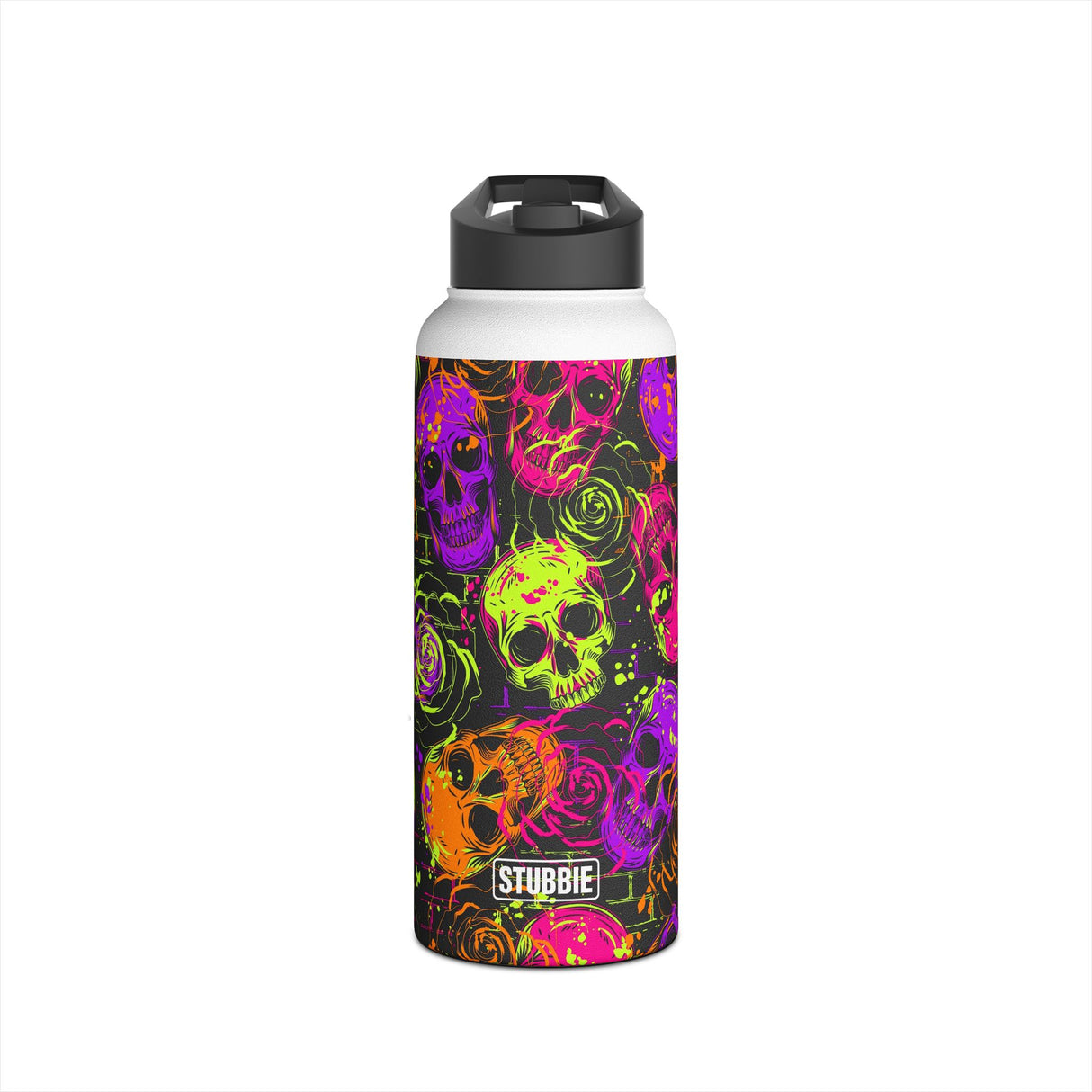 Neon Skulls Stainless Steel Water Bottle