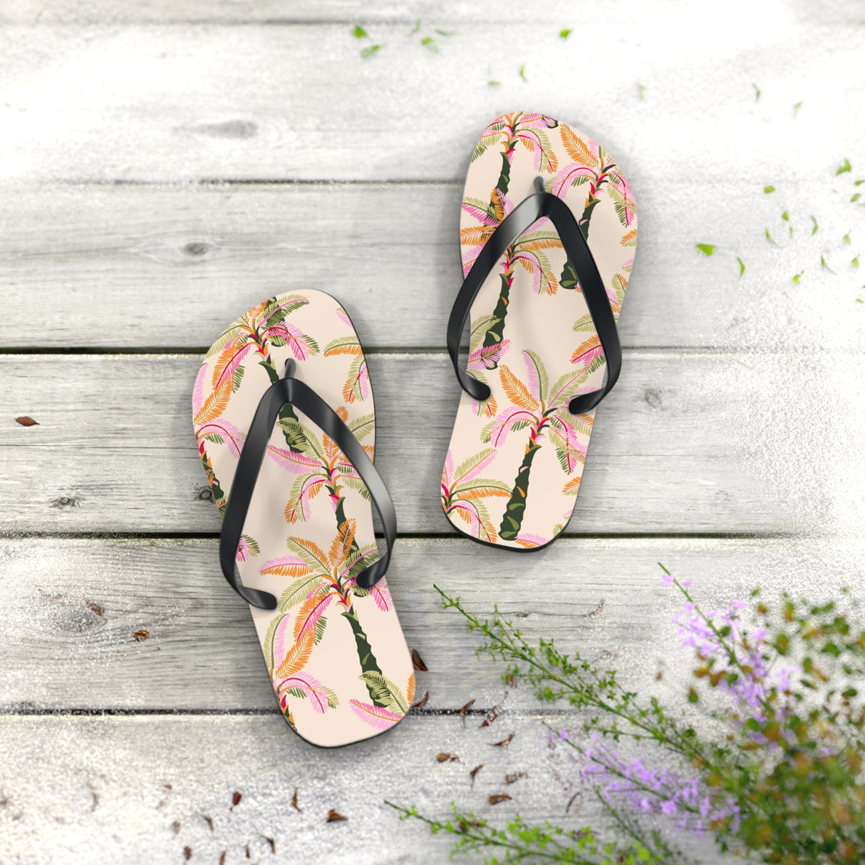 STUBBIE Flip Flops - Pink Palm Tree STUBBIE