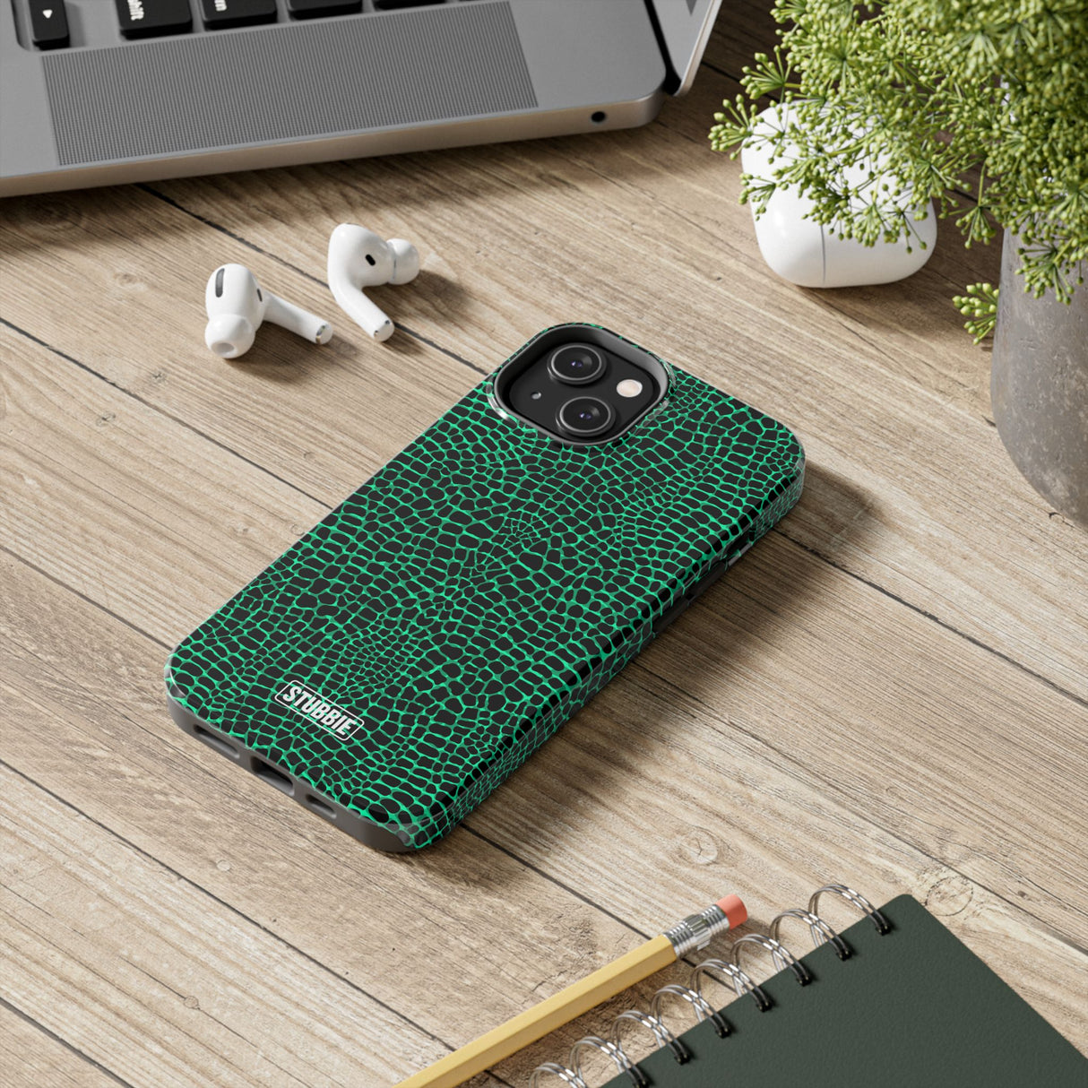 STUBBIE Phone Case for Apple iPhone - Green Croc Phone Case