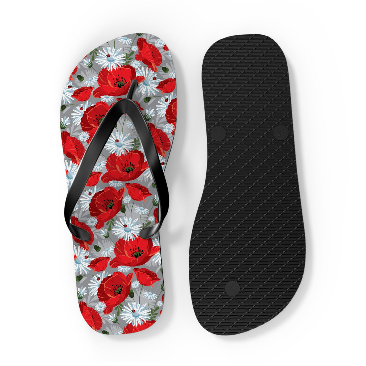 Red Flower Flip Flops
