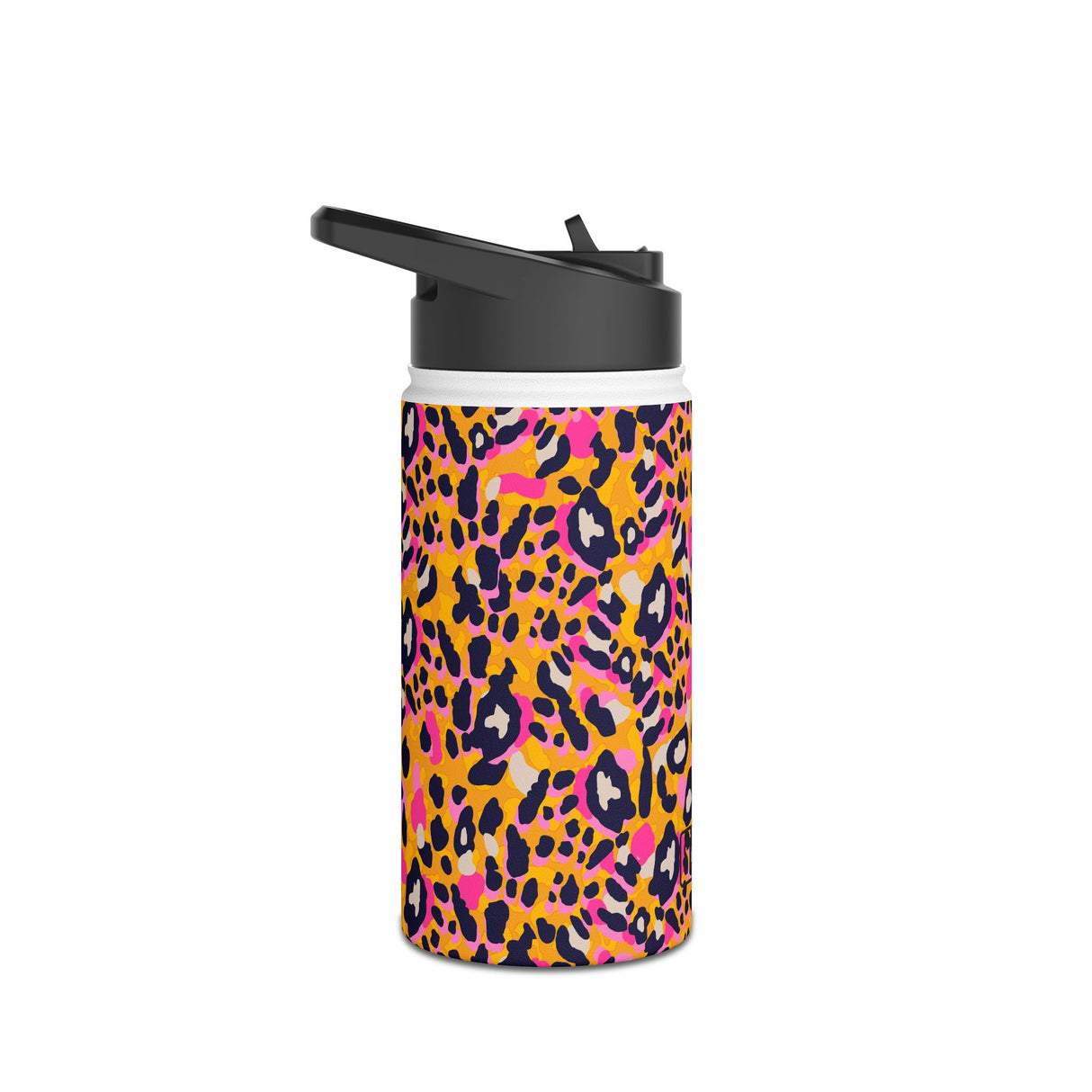 Orange Leopard Print Stainless Steel Water Bottle