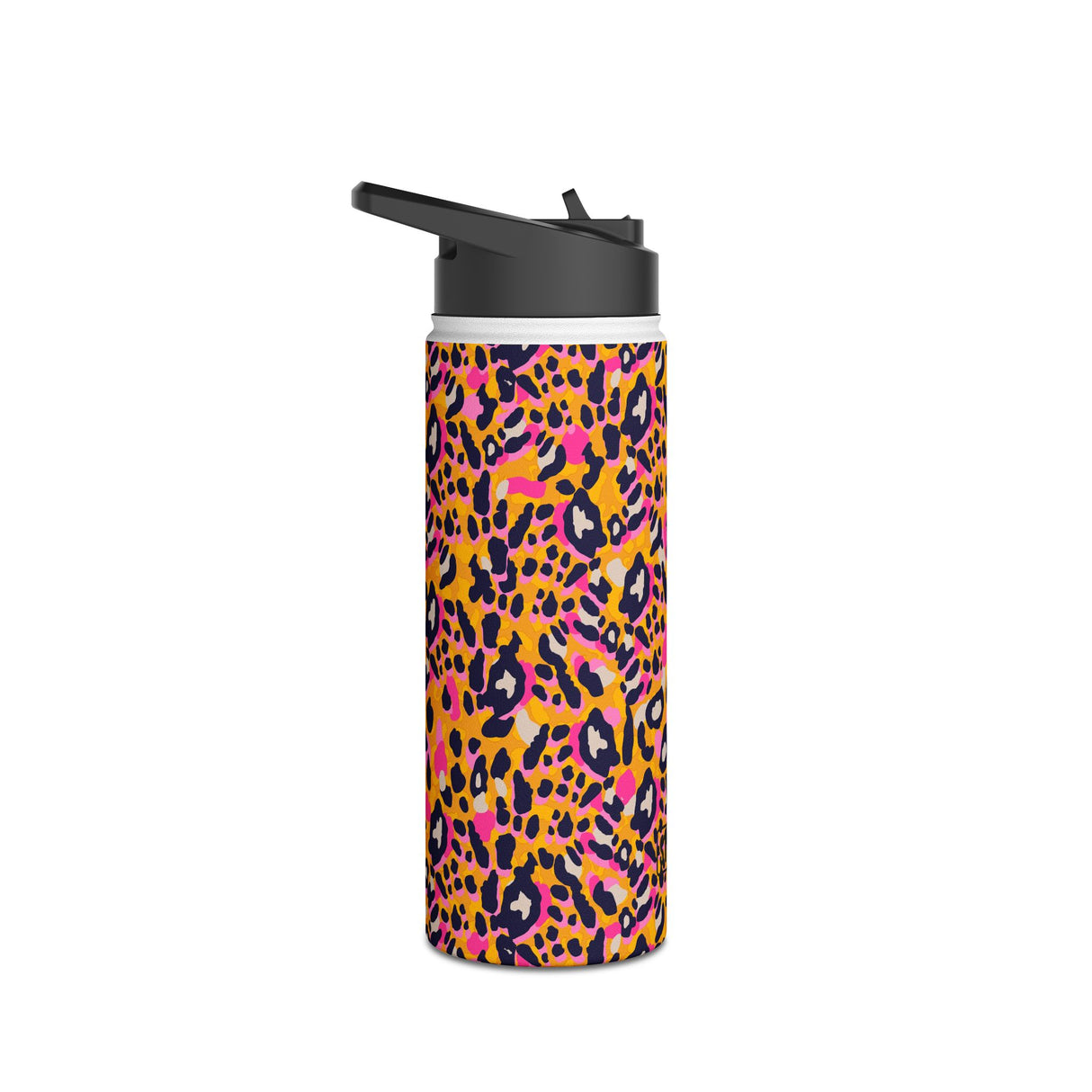 Orange Leopard Print Stainless Steel Water Bottle