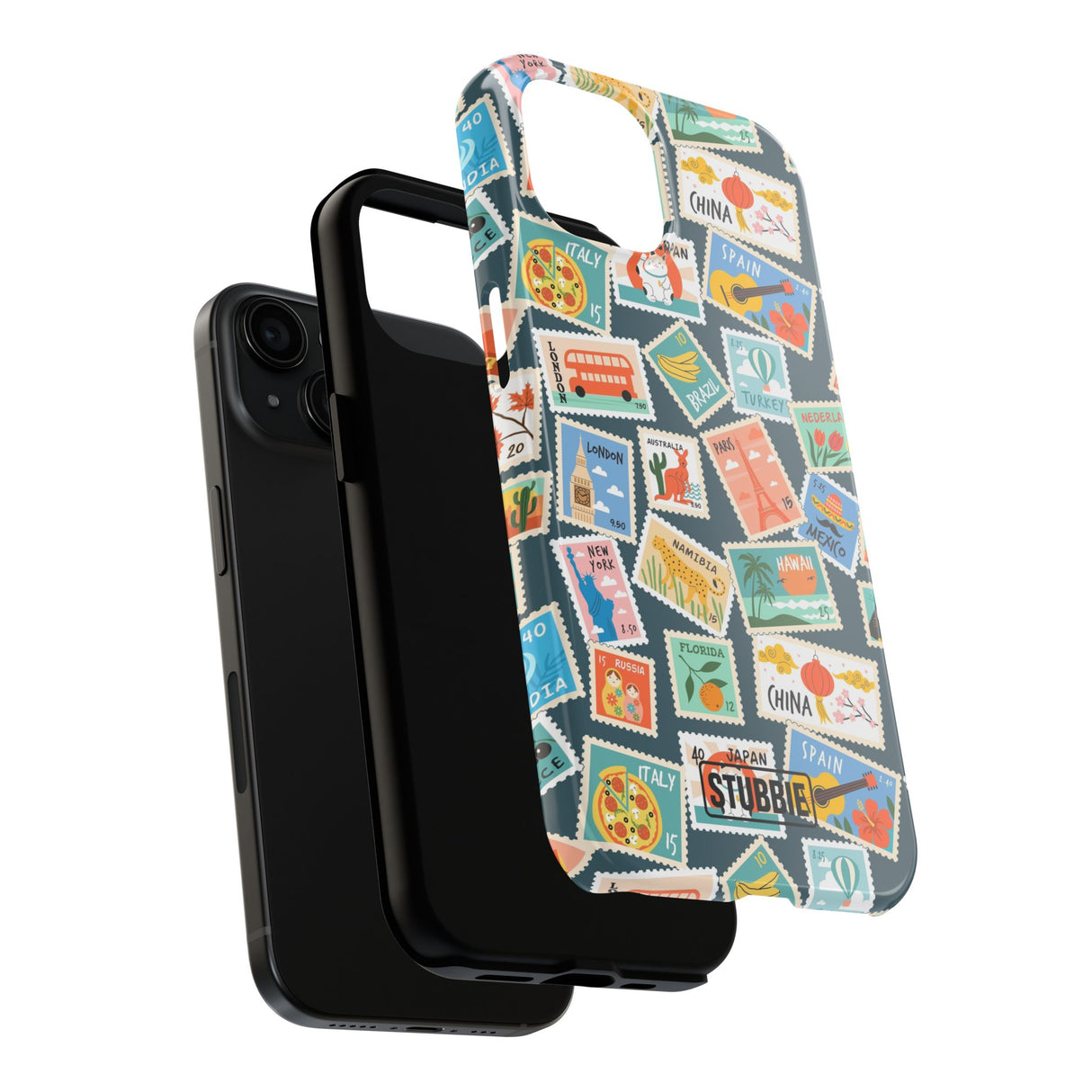 STUBBIE Phone Case for Apple iPhone - My Travel Stamps Stubbie