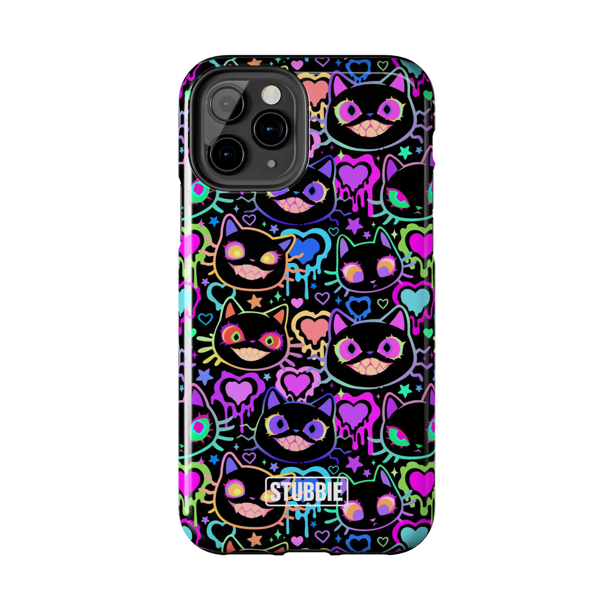 STUBBIE Phone Case for Apple iPhone - Crazy Neon Disco Cats Stubbie
