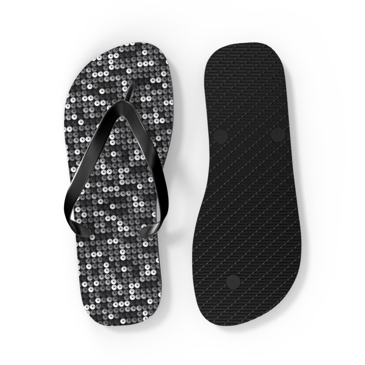Black Sequin Flip Flops