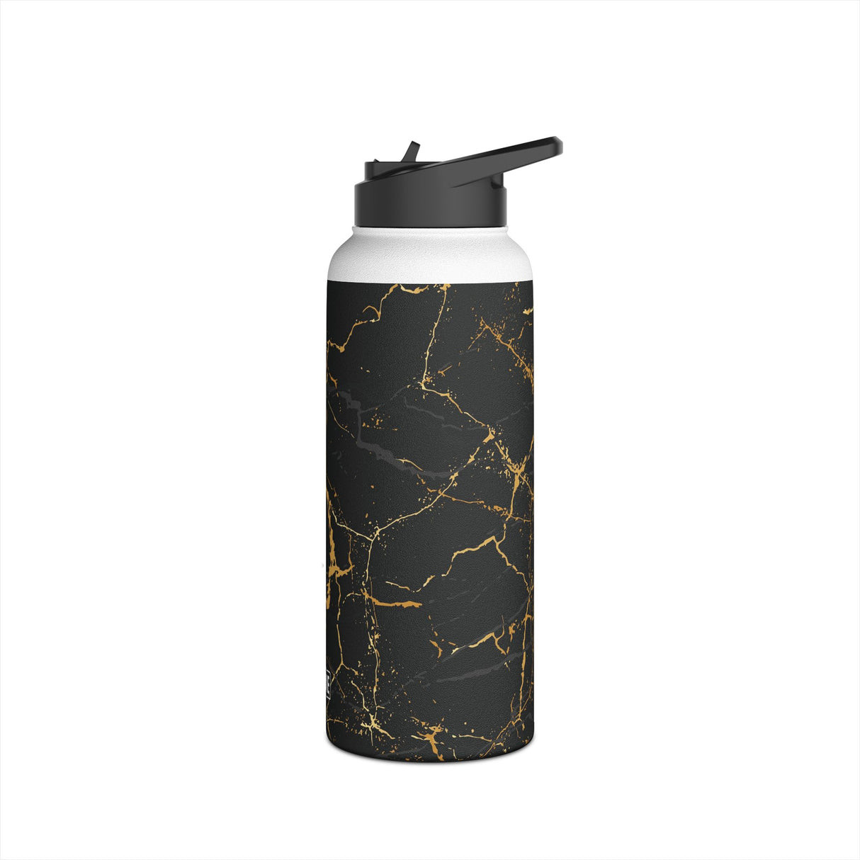 Midnight Black Marble Stainless Steel Water Bottle