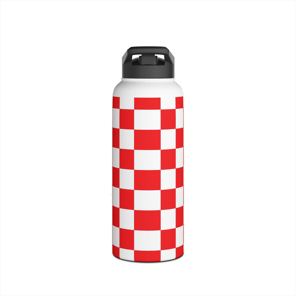 Red Checkered Stainless Steel Water Bottle