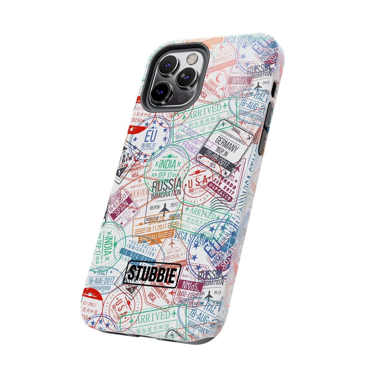 STUBBIE Phone Case for Apple iPhone - Travel Stamp Stubbie