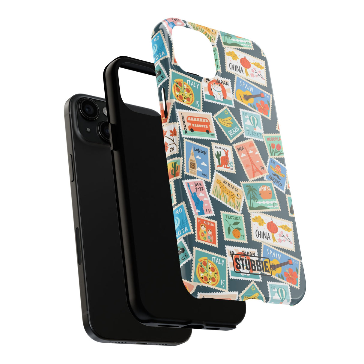 STUBBIE Phone Case for Apple iPhone - My Travel Stamps Stubbie