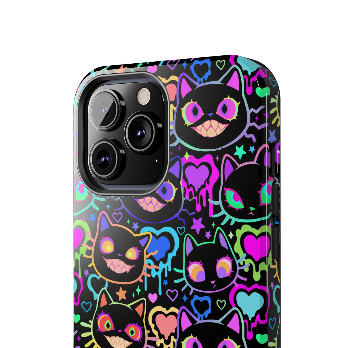 STUBBIE Phone Case for Apple iPhone - Crazy Neon Disco Cats Stubbie