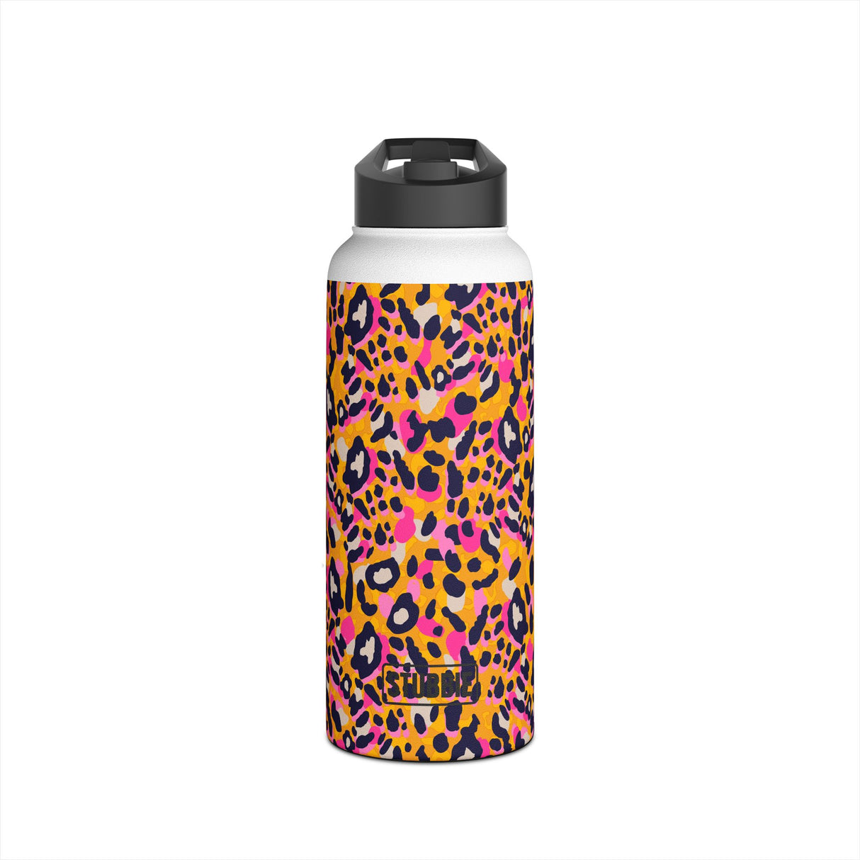 Orange Leopard Print Stainless Steel Water Bottle
