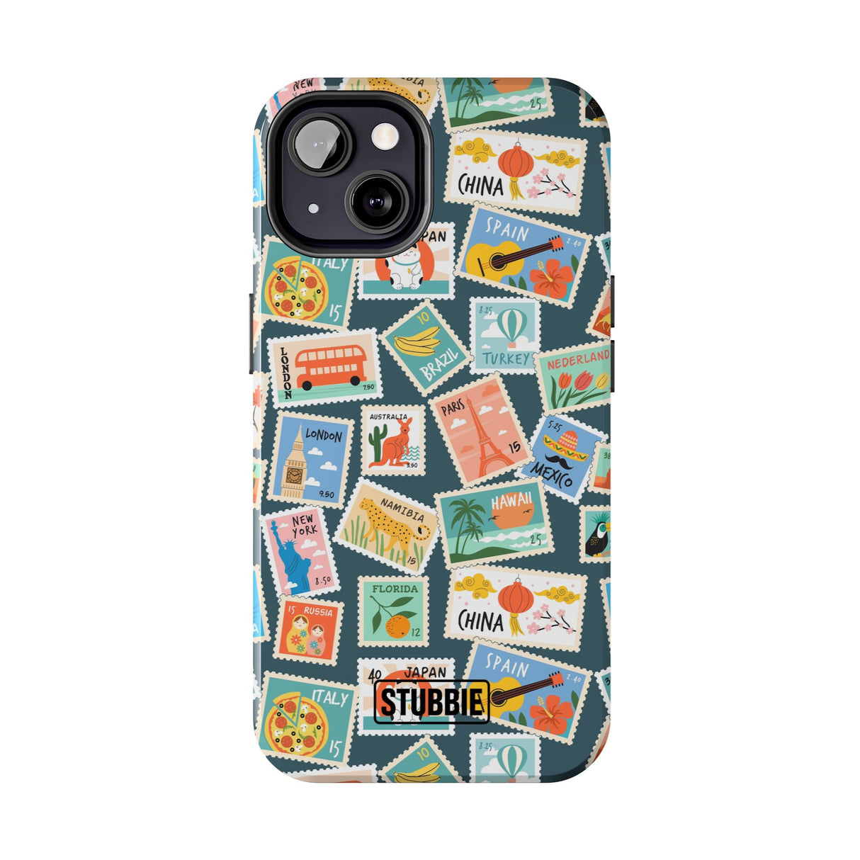 STUBBIE Phone Case for Apple iPhone - My Travel Stamps Stubbie