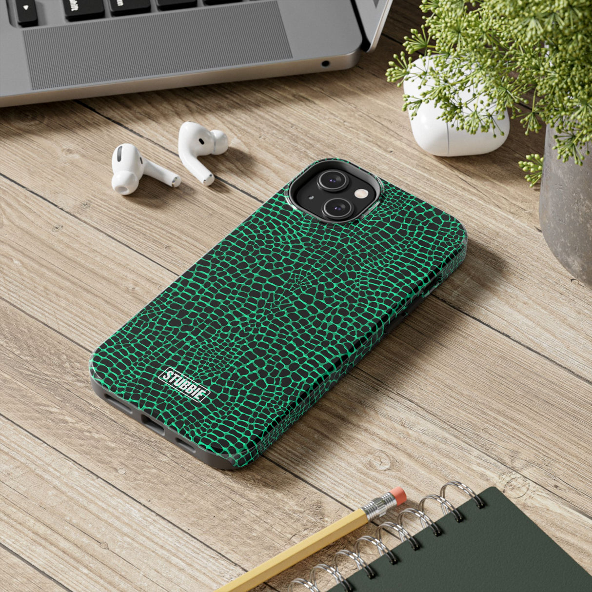 STUBBIE Phone Case for Apple iPhone - Green Croc Phone Case