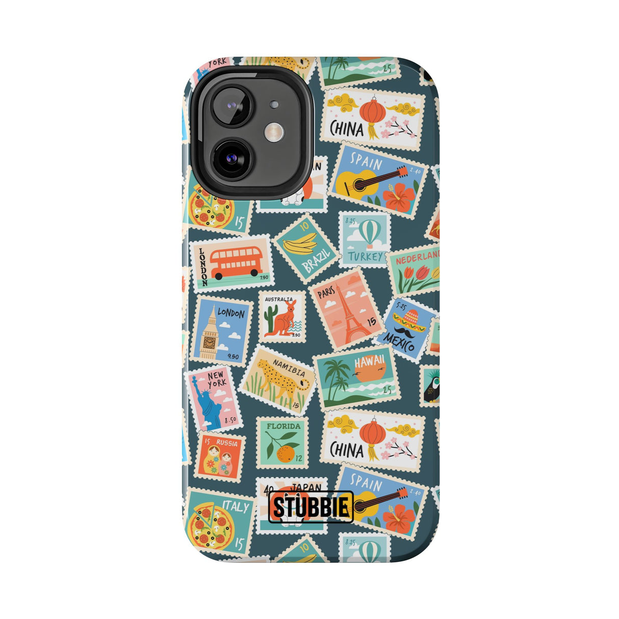 STUBBIE Phone Case for Apple iPhone - My Travel Stamps Stubbie