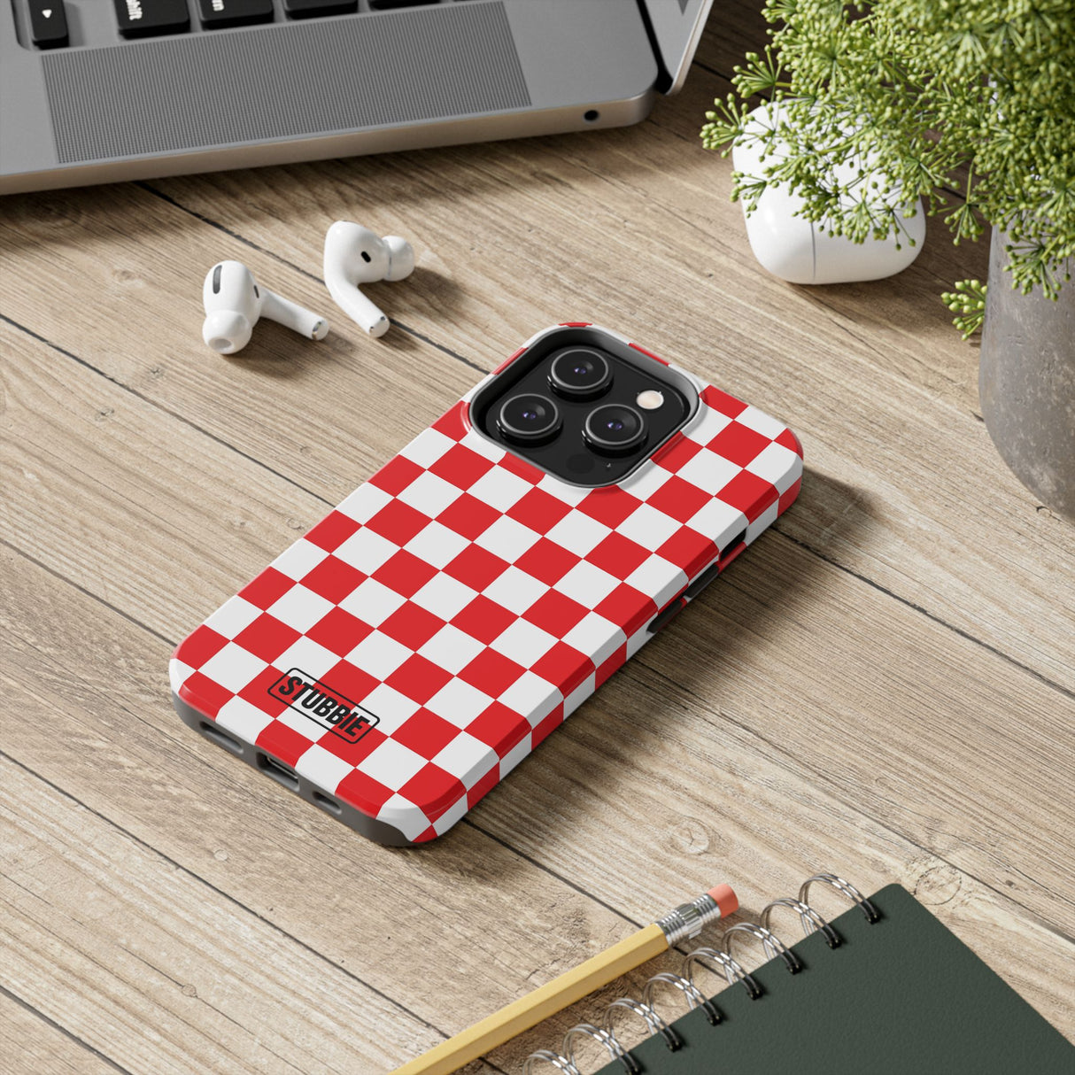 STUBBIE Phone Case for Apple iPhone - Red Checkered Phone Case