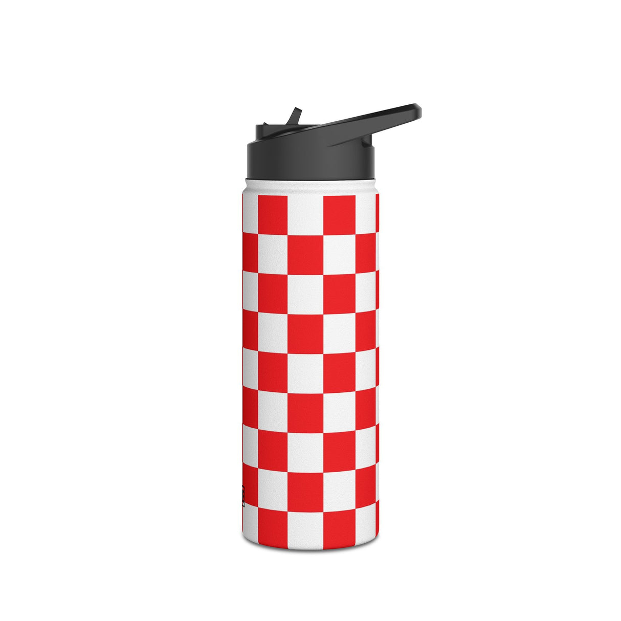 Red Checkered Stainless Steel Water Bottle