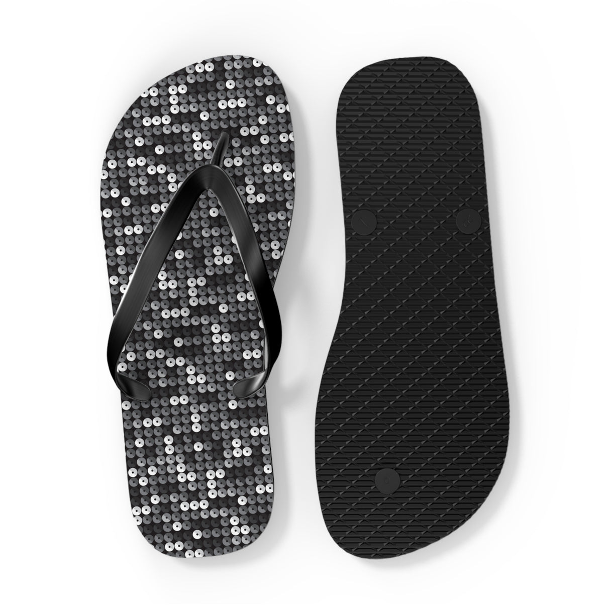 Black Sequin Flip Flops