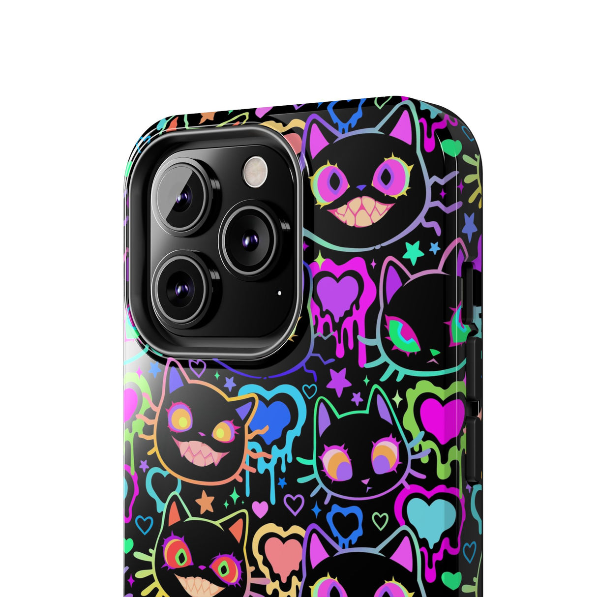 STUBBIE Phone Case for Apple iPhone - Crazy Neon Disco Cats Stubbie