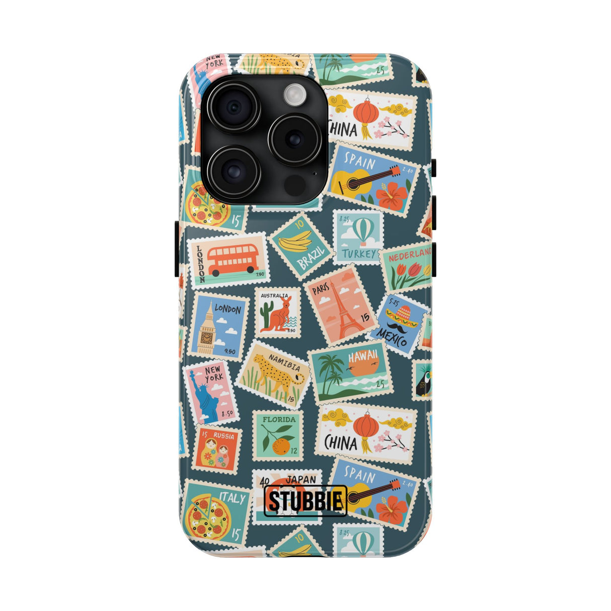 STUBBIE Phone Case for Apple iPhone - My Travel Stamps Stubbie