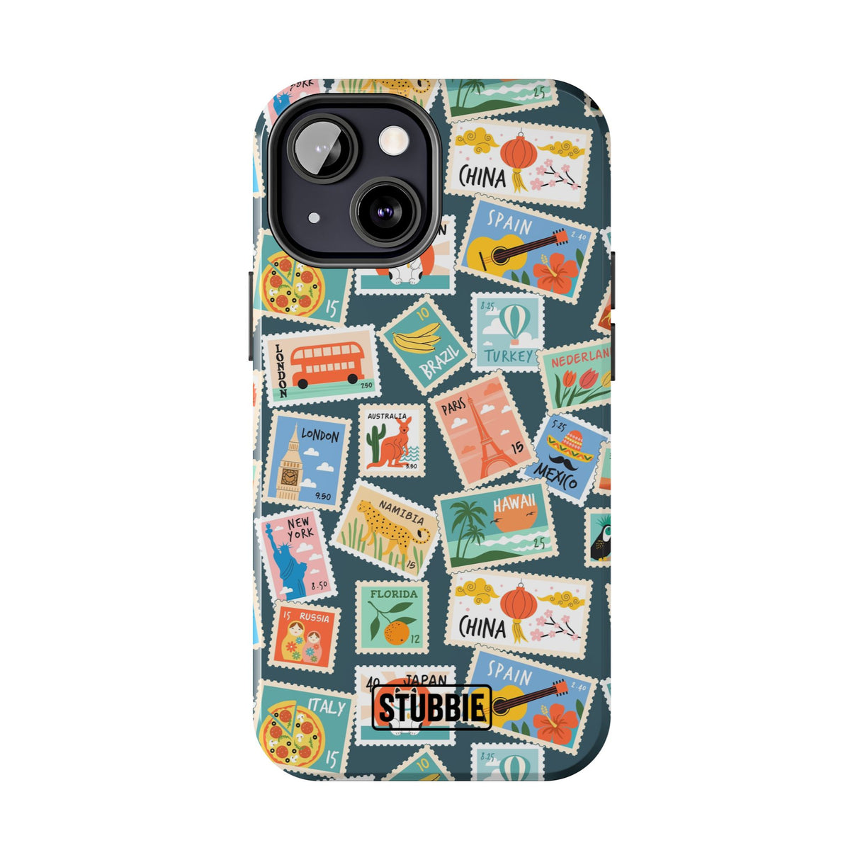 STUBBIE Phone Case for Apple iPhone - My Travel Stamps Stubbie