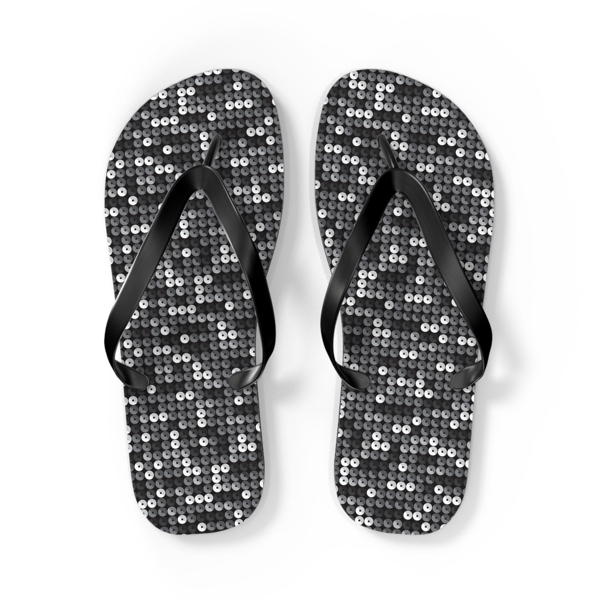 Black Sequin Flip Flops